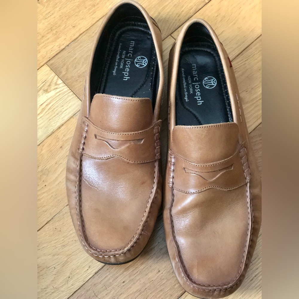 Marc Joseph Brown Leather Slip-Ons